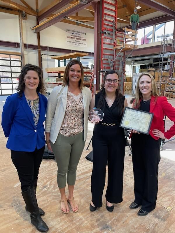Pictured Left to Right: Kim Beers, Director of ECE Apprenticeship Workforce; Jen Coblentz, Director of Childcare at the Eastside YMCA of Greater Erie; Sierra Peebles, Outstanding Registered Apprentice in PA; Tara Loew, Director of Apprenticeship & Trainin