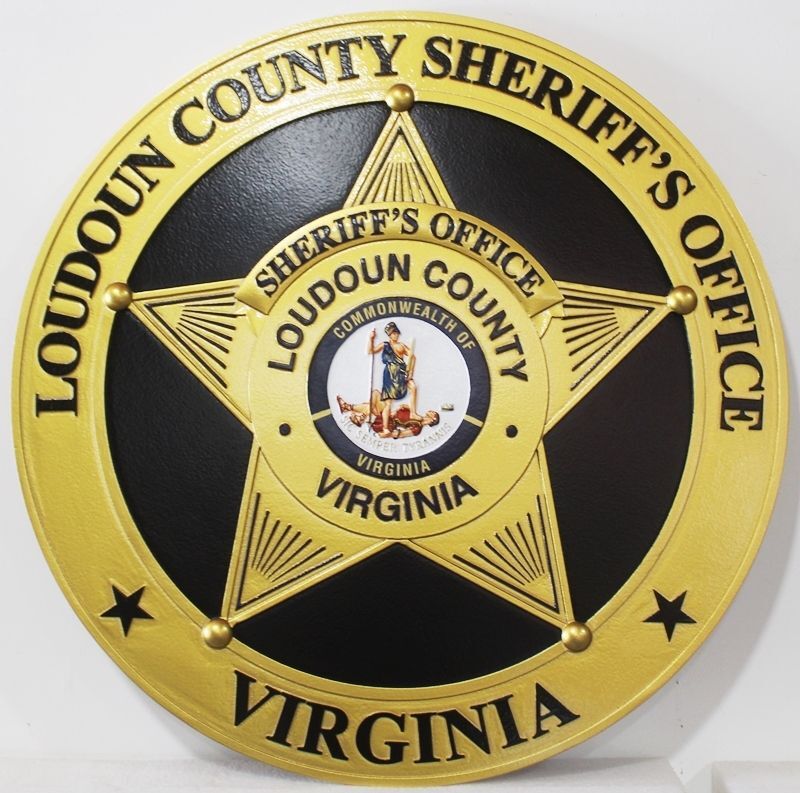 PP-1835 - Carved 3-D Bas-Relief Multi-Level Artist-Painted HDU Plaque for the Loudoun County Sheriff's Office