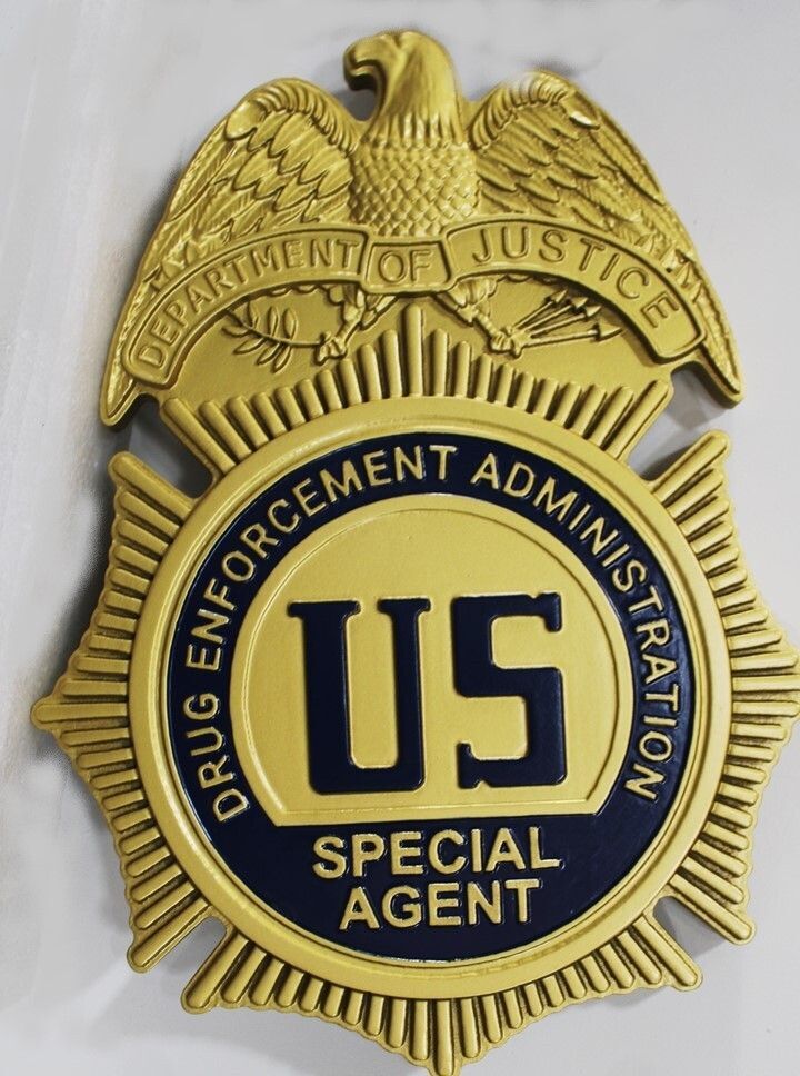 AP-2531 - Carved 3-D Plaque of the Badge of a Special Agent of the Drug Enforcement Administration (DEA)