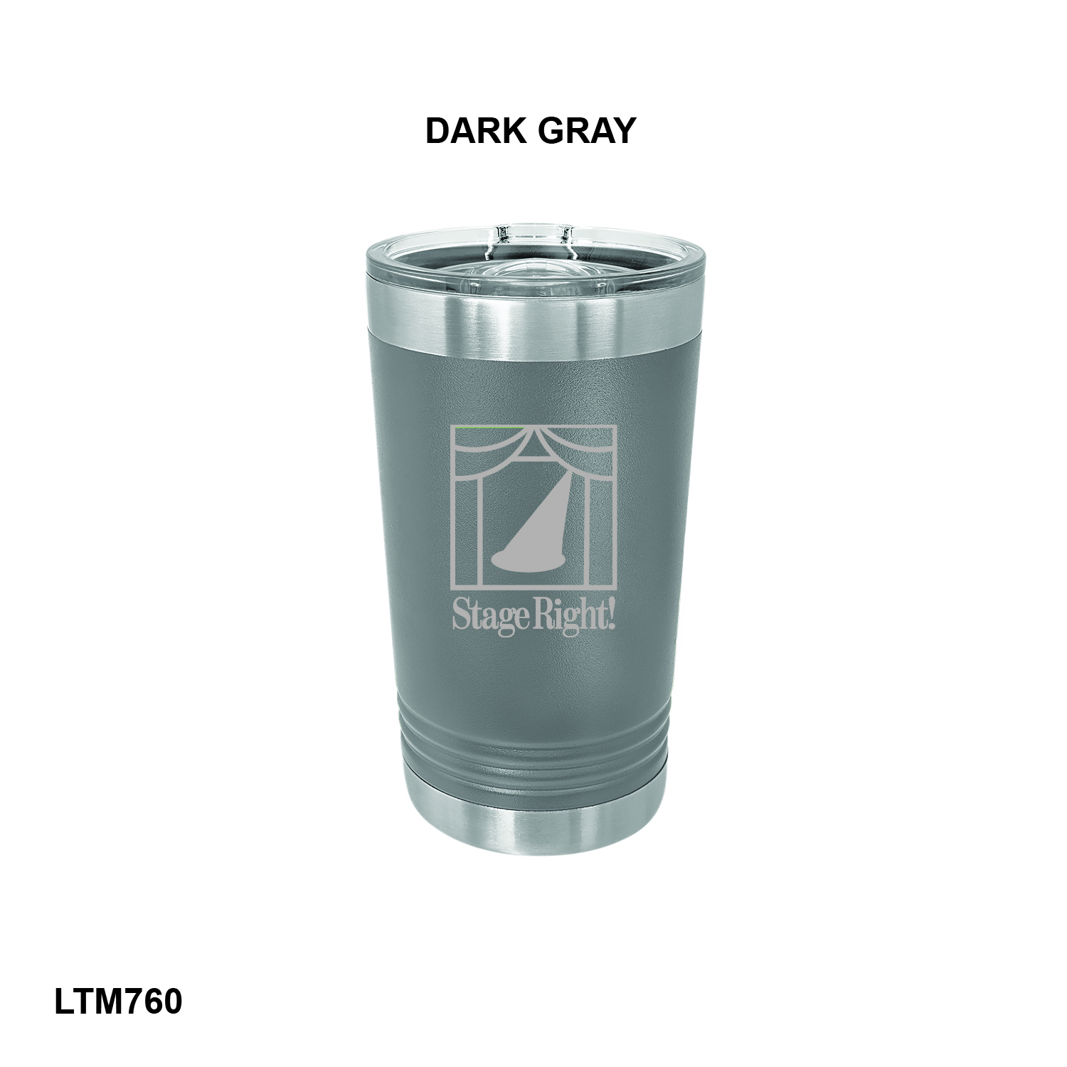 Polar Camel Dark Gray 16 oz. Pint with Slider Lid