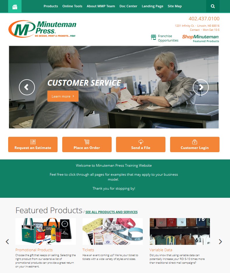 Minuteman Website Solution Product Information Sample