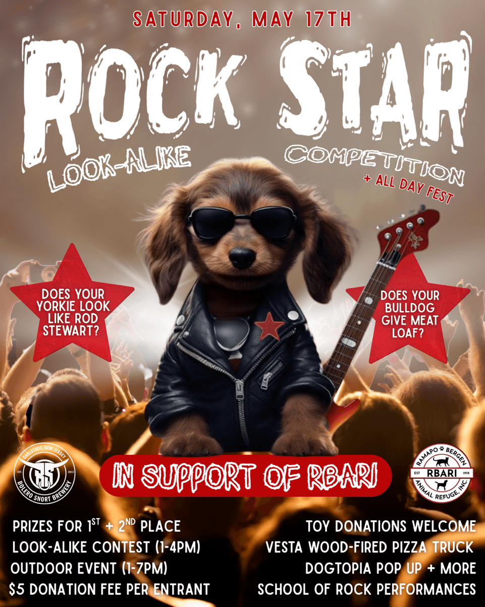 Bolero Snort Brewery x RBARI Rock Star Look-Alike Dog Competition