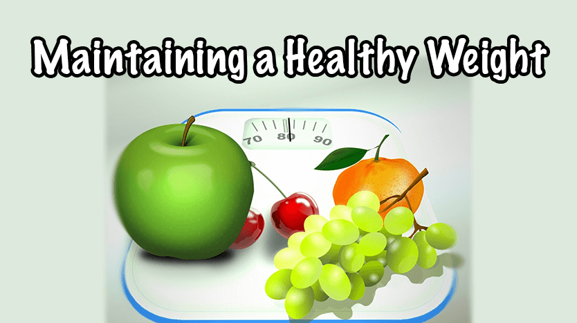 maintaining a healthy weight, apple, grapes, peah, cherries, scale