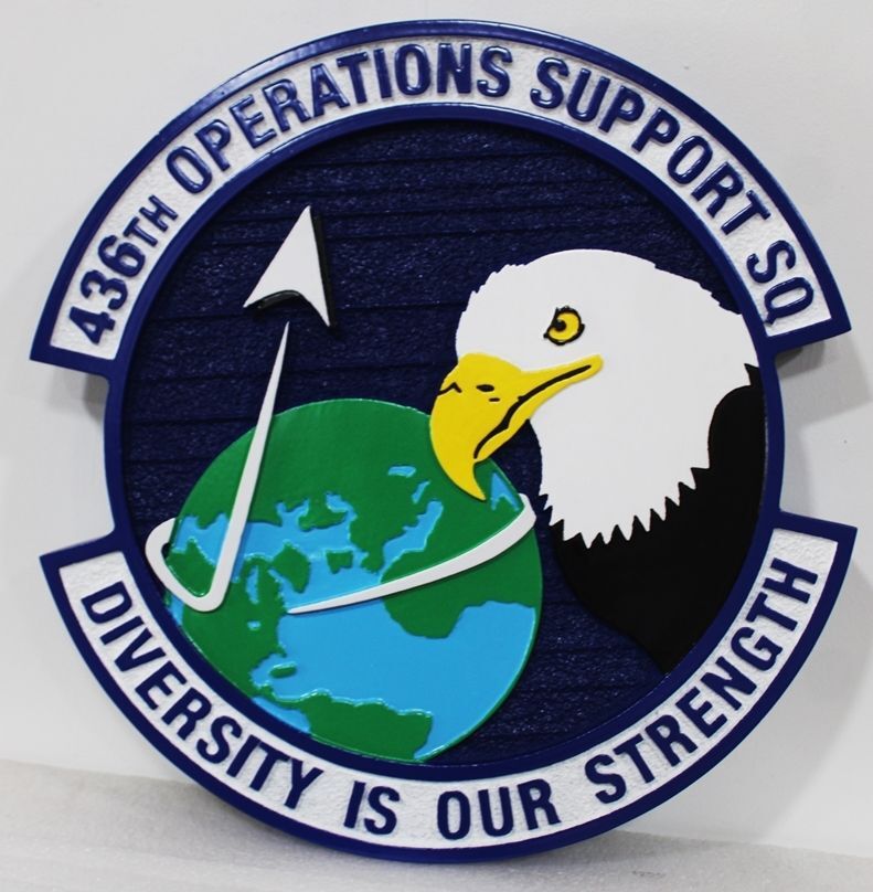 LP- 4013 - Carved 2.5-D Plaque of the  Crest of the 436th Operations Support Squadron