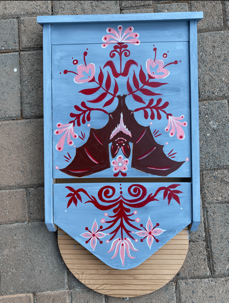 A fancy painted bat box