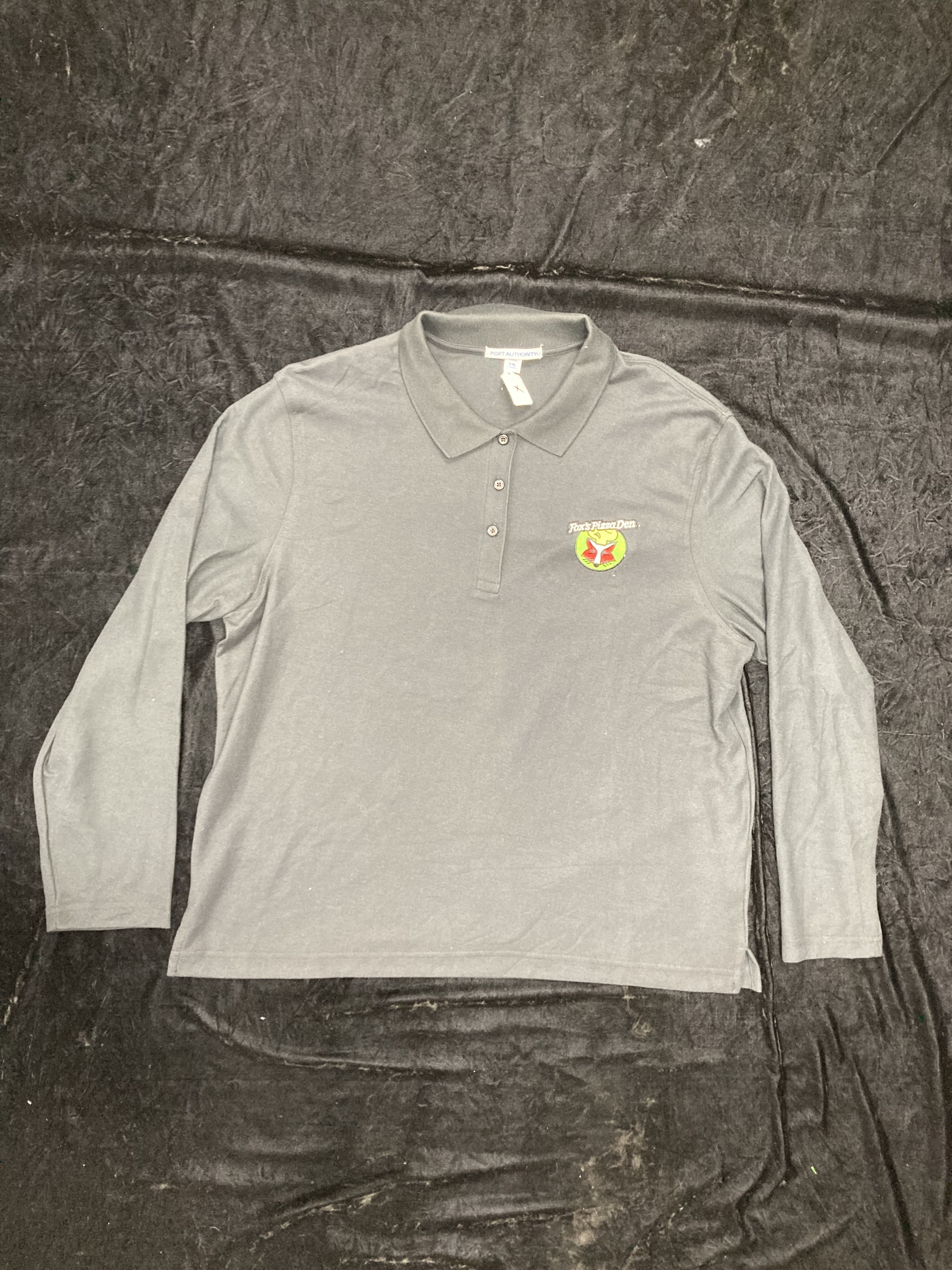 SALE Fox's Logo - 2XL Black Moisture-Wicking Long-Sleeve Polo