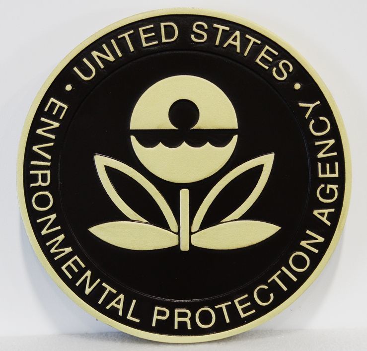 U30246 - Carved 2.5-D  High-Density-Urethane (HDU)  Wall Plaque of the Seal of the Environmental Protection Agency (EPA)