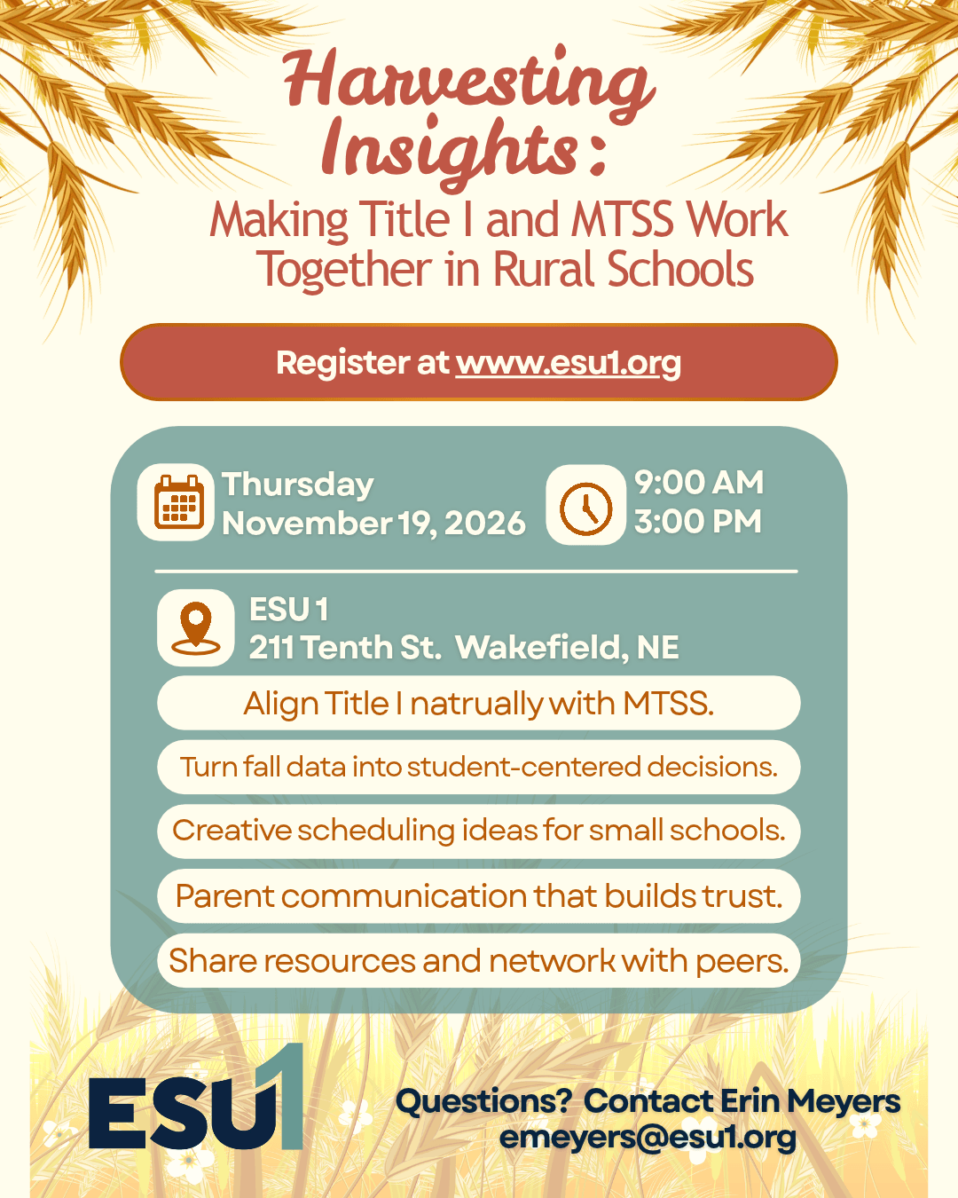 Harvesting Insights:  Making Title I and MTSS Work Together in Rural Schools Flyer