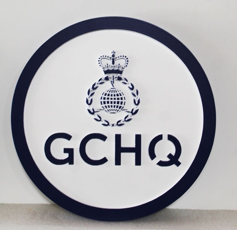 EP-1082- Carved Plaque of the Seal of the GCHQ Agency of the UK,   Artist Painted