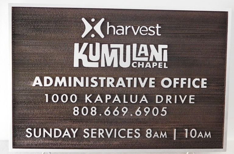 D13115 - Carved and Sandblasted Wood Grain Administrative Office Sign for the "Kumulani Chapel" 