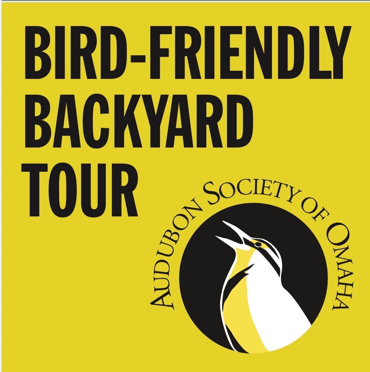 The ASO logo with the words Bird-Friendly Backyard Tour on a yellow background
