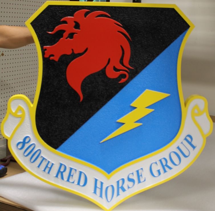 LP-7102- Carved Shield Plaque of the Insignia of the  Air Force's 800th Red Horse Group