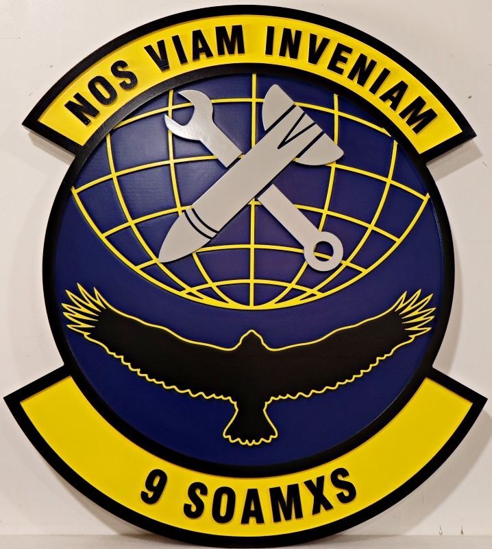 LP-3969 - Plaque of the Emblem of the 9th Special Operations Aircraft Maintenance Squadron (9 SOAMXS), 2.5-D Artist-Painted