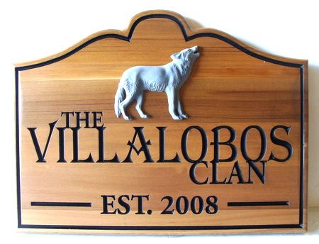 M3236 - Natural Cedar Cabin Sign with Carved Wolf (Gallery 21)