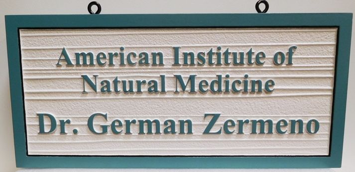 B11087 - Carved and Sandblasted 2.5-D Wood Grain Sign for the "American Institute of Natural Medicine" 