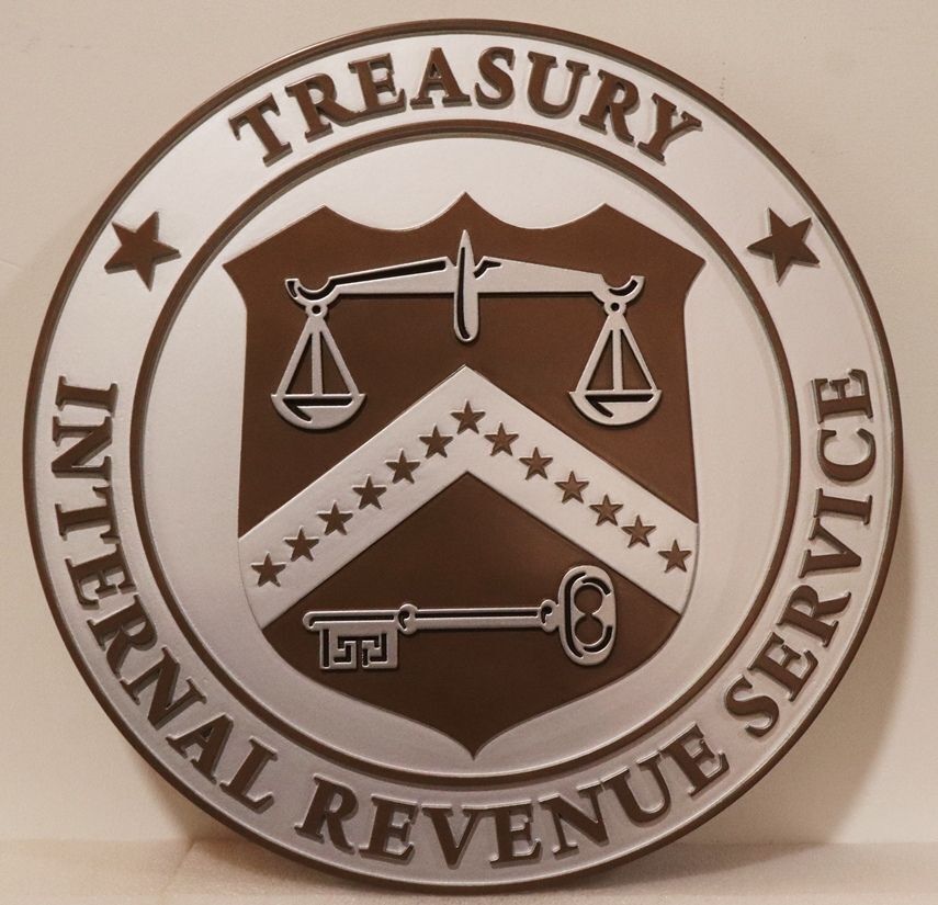 AP-4681A - Carved 2.5-D Plaque of the Seal of the Internal Revenue Service (IRS), Department of the Treasury