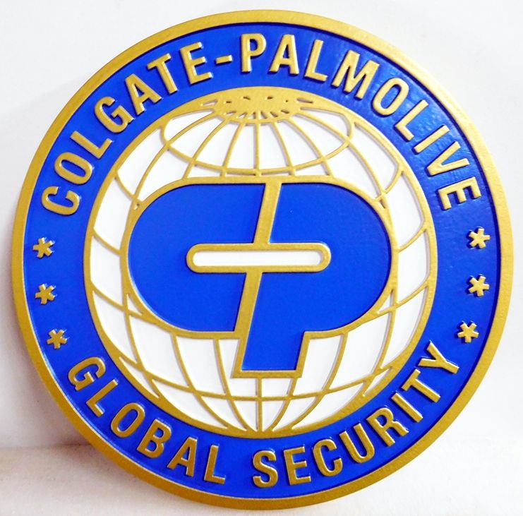 VP-1340 - Carved Wall Plaque of the Logo of Colgate-Palmolive Industrial Security, Artist Painted