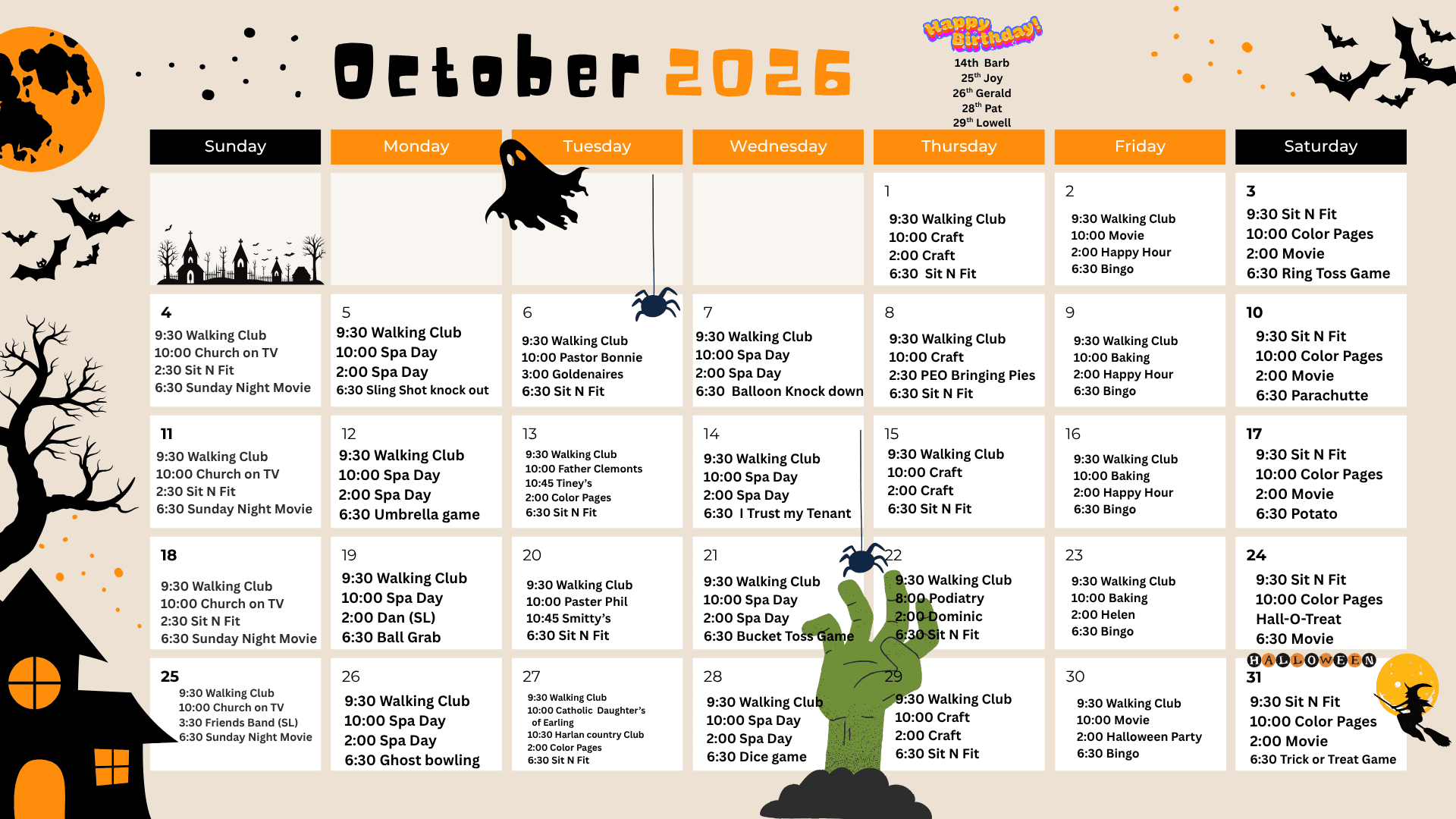 Downloadable Activities Calendar 