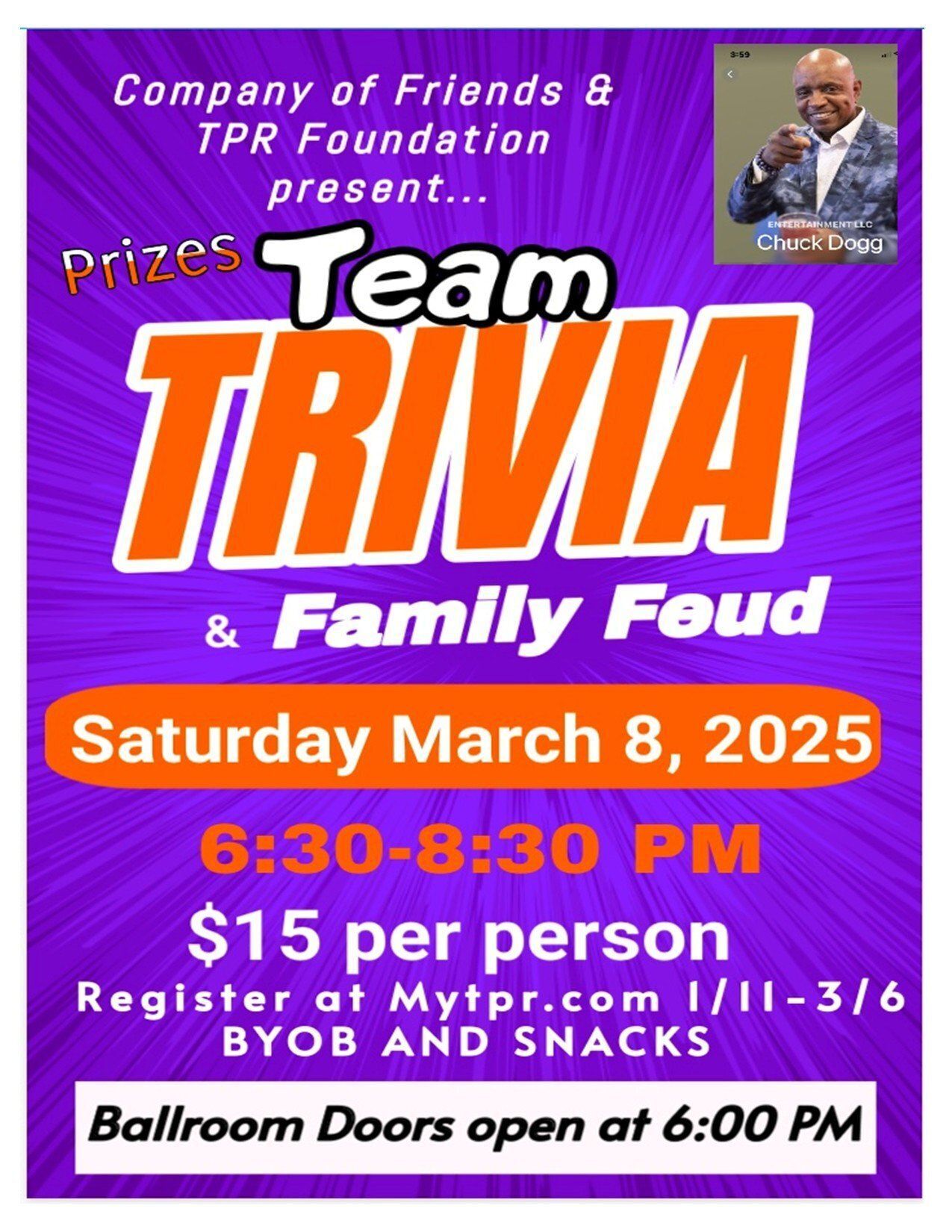 Notice of trivia event.