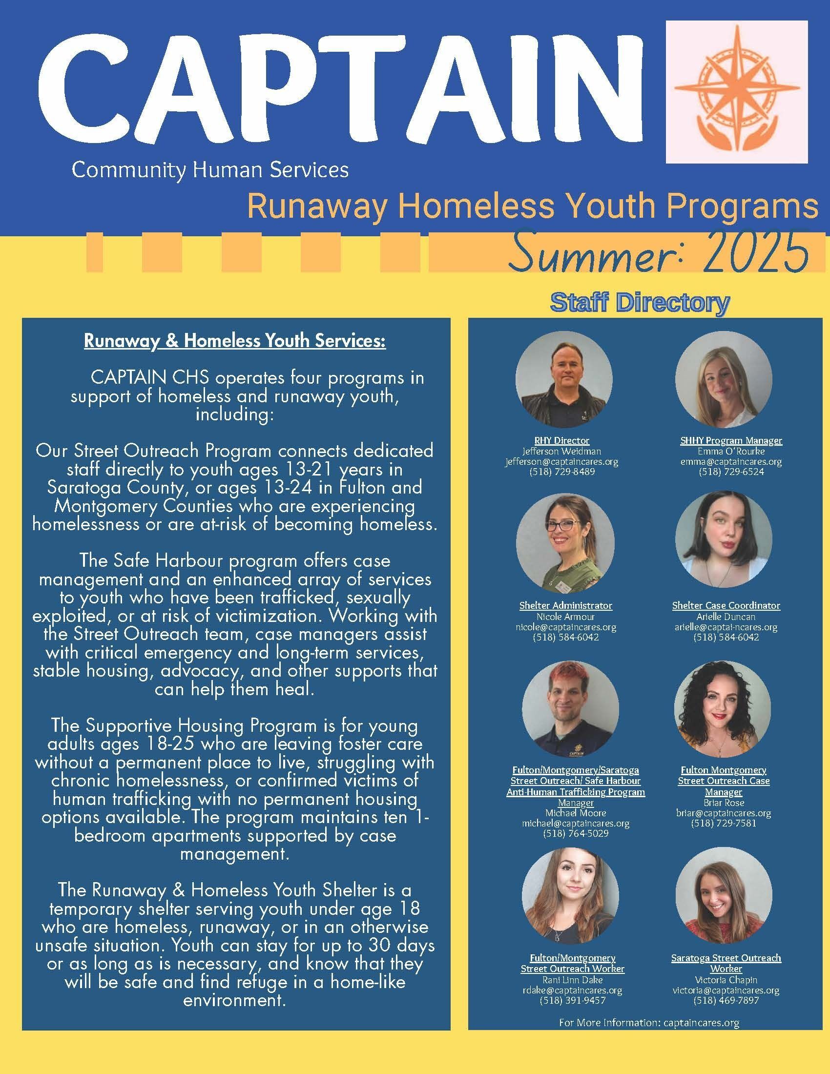 CAPTAIN CHS Runaway & Homeless Youth Program Summer 2025 Newsletter!