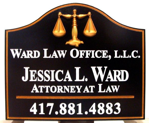 A10236 - Carved  Law Office Sign with Scales of Justice