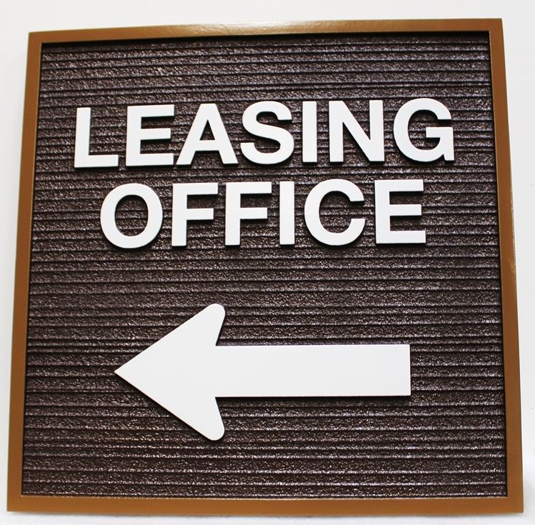 KA20581 - Carved 2.5-D Raised Relief and Sandblasted Wood Grain High-Density-Urethane (HDU) Directional Sign for an Apartment  Leasing Office