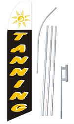 Tanning Black & Yellow Swooper/Feather Flag + Pole + Ground Spike
