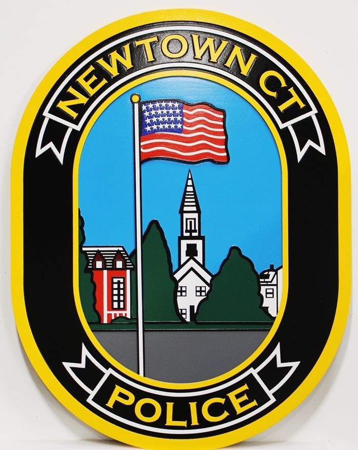 PP-2245 - Carved 2.5-D HDU  Shoulder Patch of the Police Department of Newtown, Connecticut