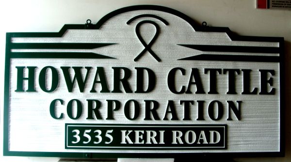 O24108 - Carved and Sandblasted Cattle Ranch Entrance Sign, "Howard Cattle Ranch Corporation" 