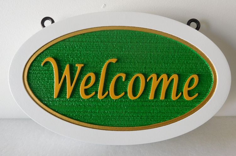 I18812- Carved and Sandblasted HDU Welcome Sign, with Double Border