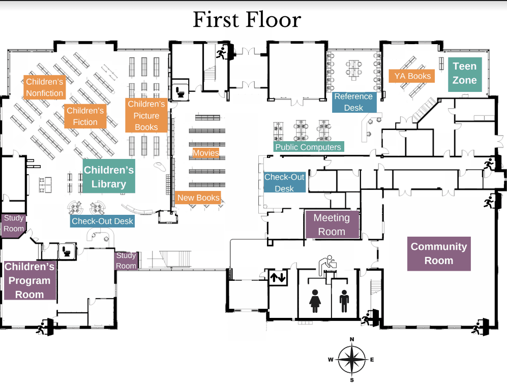 Layout of the library first floor.