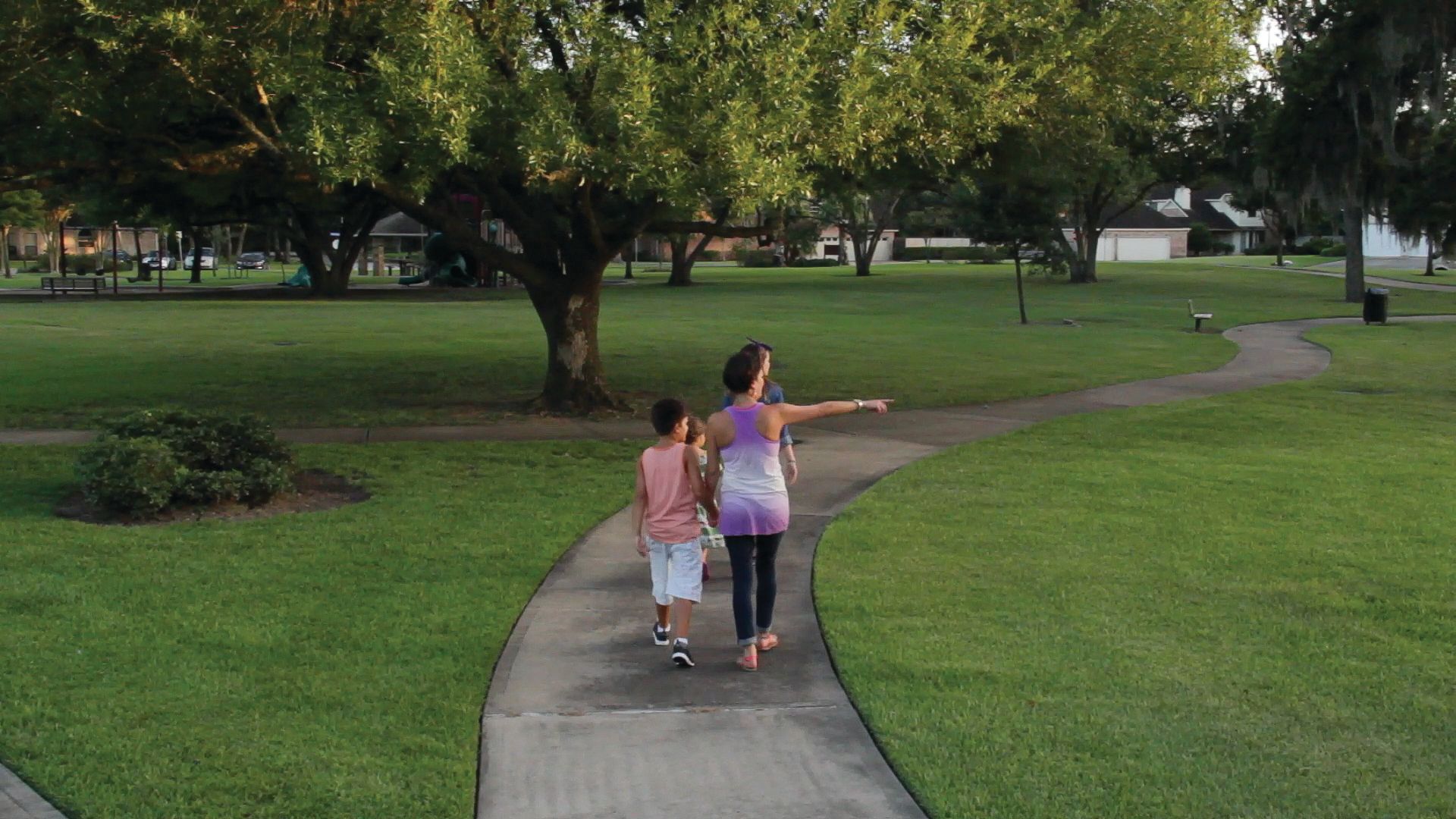 Family on path