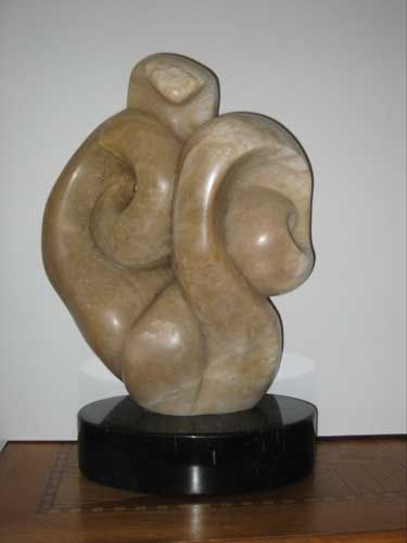 Serpent, alabaster on marble base, 21" x 13" x12"