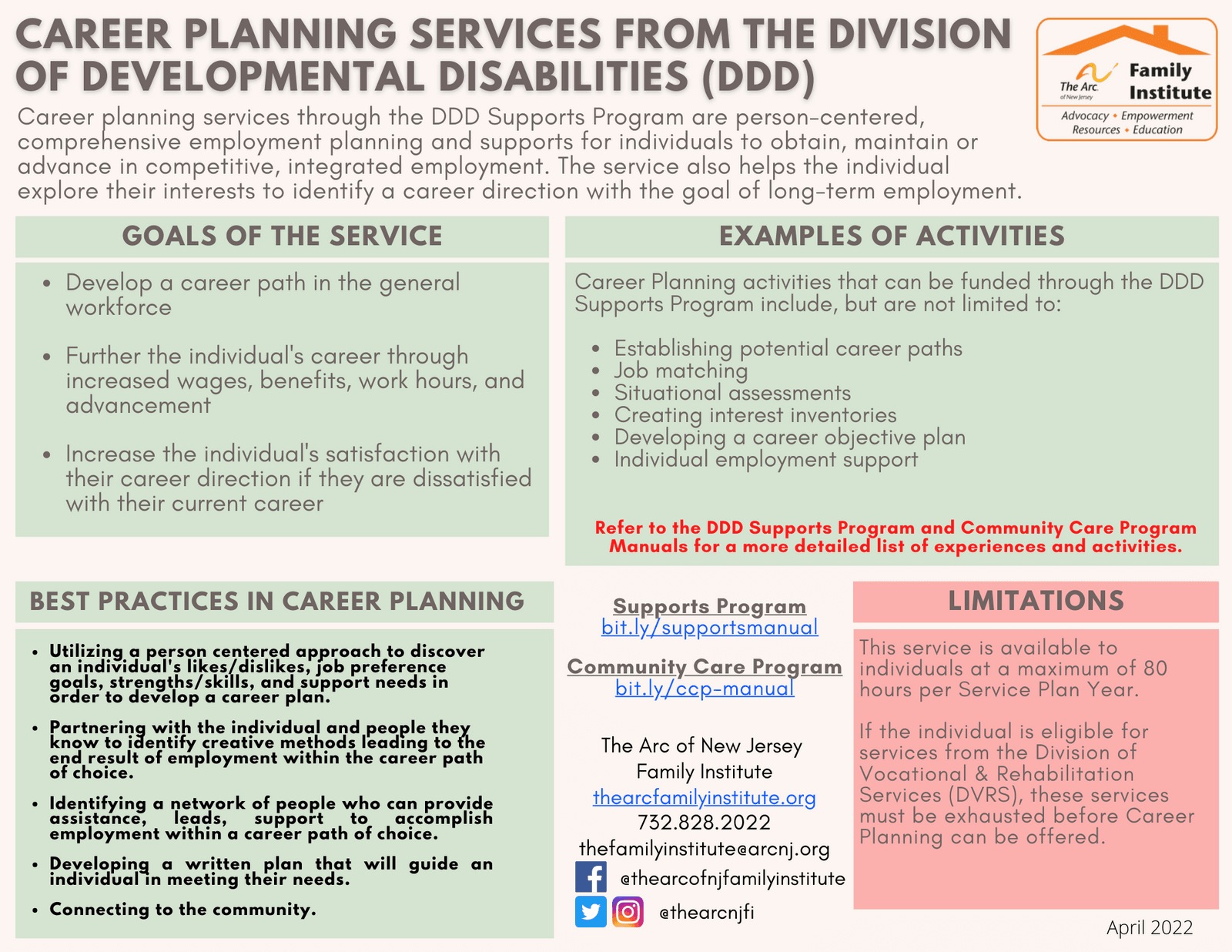Fact Sheets : Resources : The Arc of New Jersey Family Institute