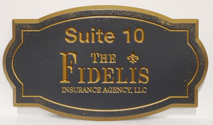 C12017 -  Engraved  Bronze-plated High-Density-Urethane (HDU) Sign for the Fidelis Insurance Agency. 