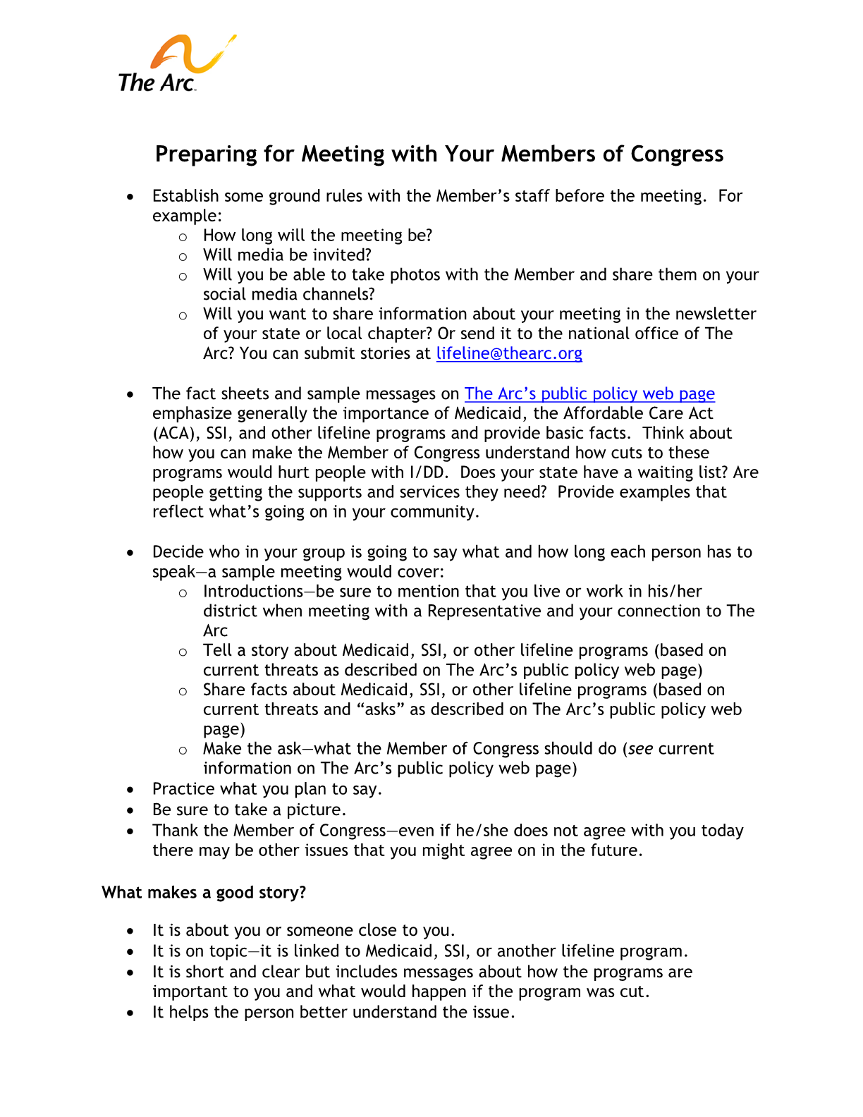 Preparing for Meetings with Members of Congress