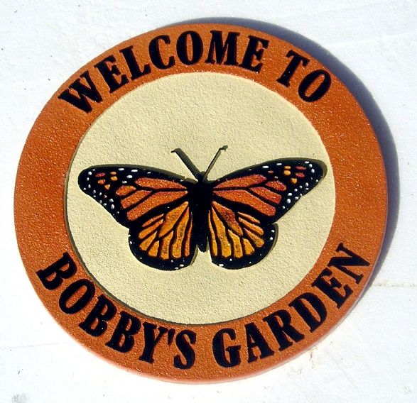 GA16714 - Wooden Garden Sign with Monarch Butterfly