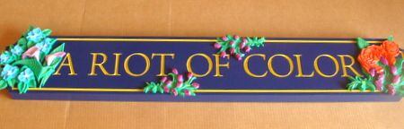 M2082 - Retail Store Sign with Carved 3D Flowers, "A Riot of Color" (Gallery 28A).