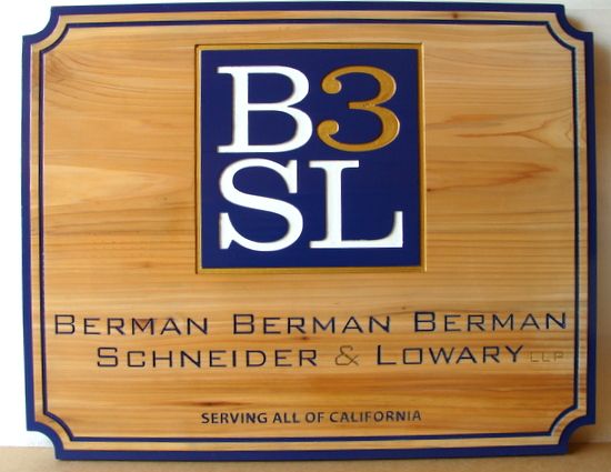 A10019 - Engraved Natural Cedar Law Sign with Firm's Logo