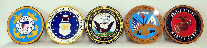 V31015 -  Set of  Five Full-Color Printed Acrylic Plaques of the Seals of the Five Armed Forces