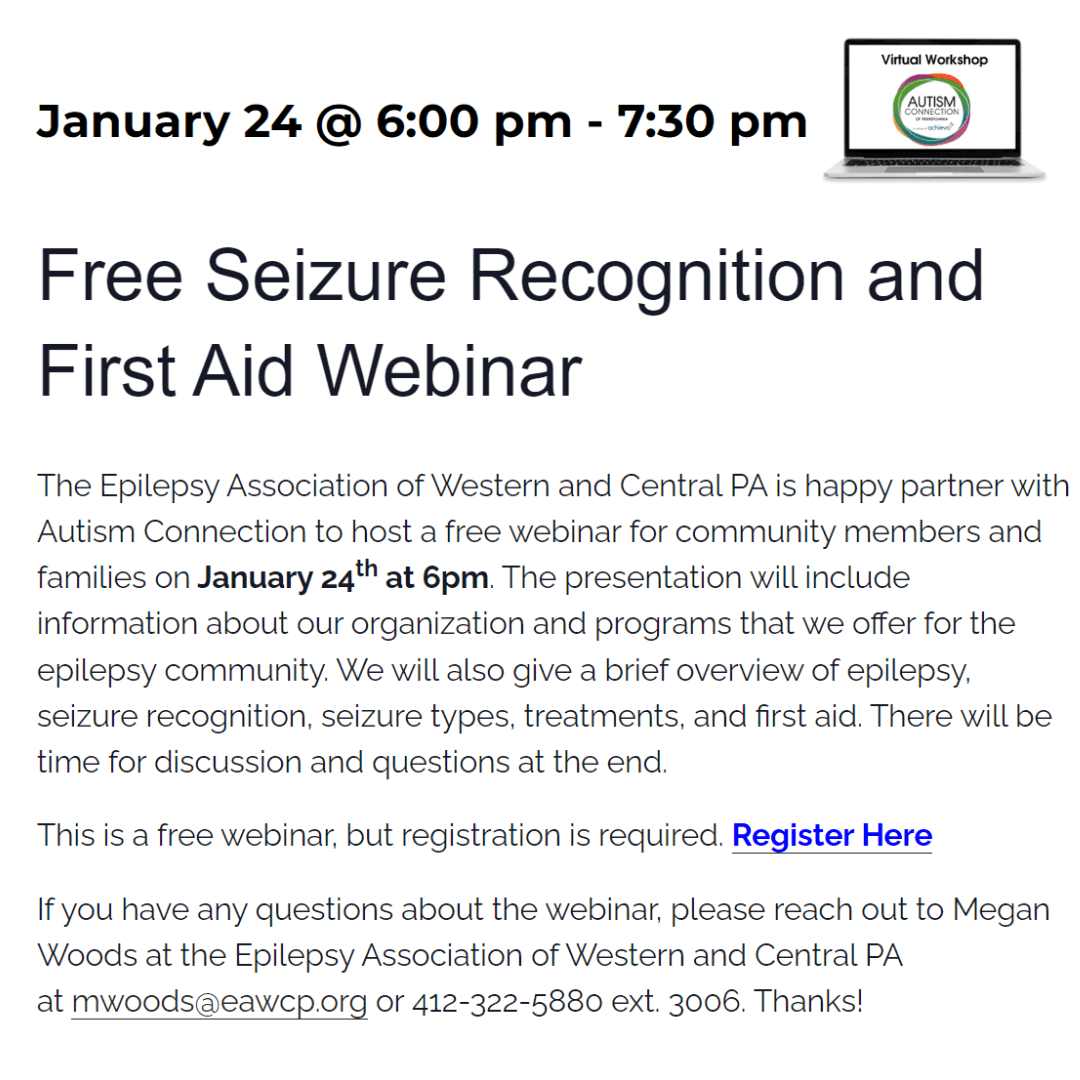 Autism Connection of PA Free Seizure Recognition and First Aid