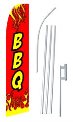 BBQ Red Flames Swooper/Feather Flag + Pole + Ground Spike