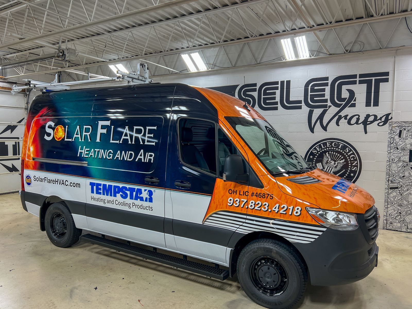 Solar Flare fleet van vinyl full wrap 