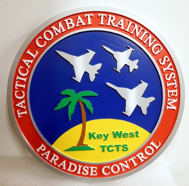 V31779A - Carved  Wall Plaque of the Crest of a Tactical Combat Training System - Paradise Control Unit  