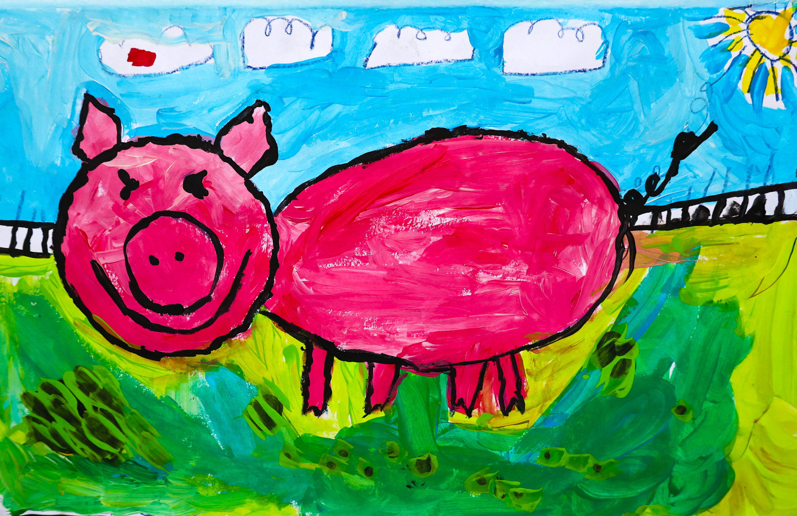 Happy Pig in a Field