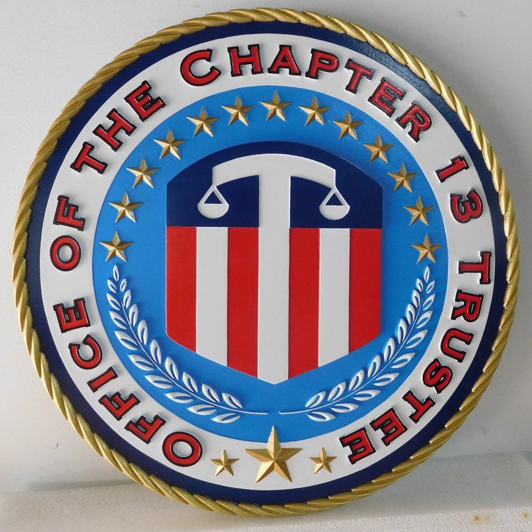 U30166 - Carved 3-D Hand-Painted  Wall Plaque, Office of the Chapter 13 Trustee, US Bankruptcy Division
