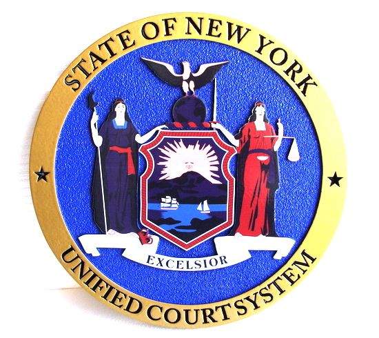 W32354- Seal for New York Court Unified Court System, High-Density Urethane Plaque