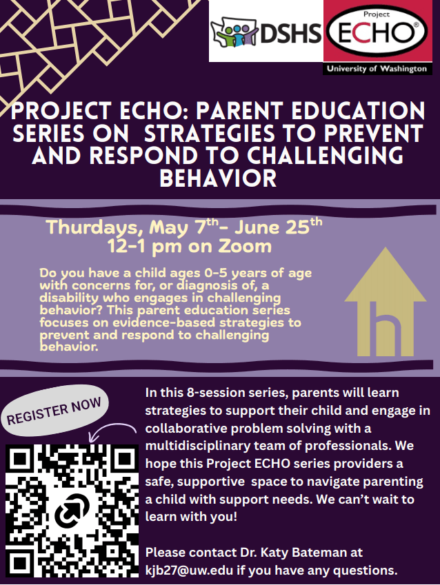 Parent education series on Zoom, Thursdays from 12-1pm, May 7th - June 25th