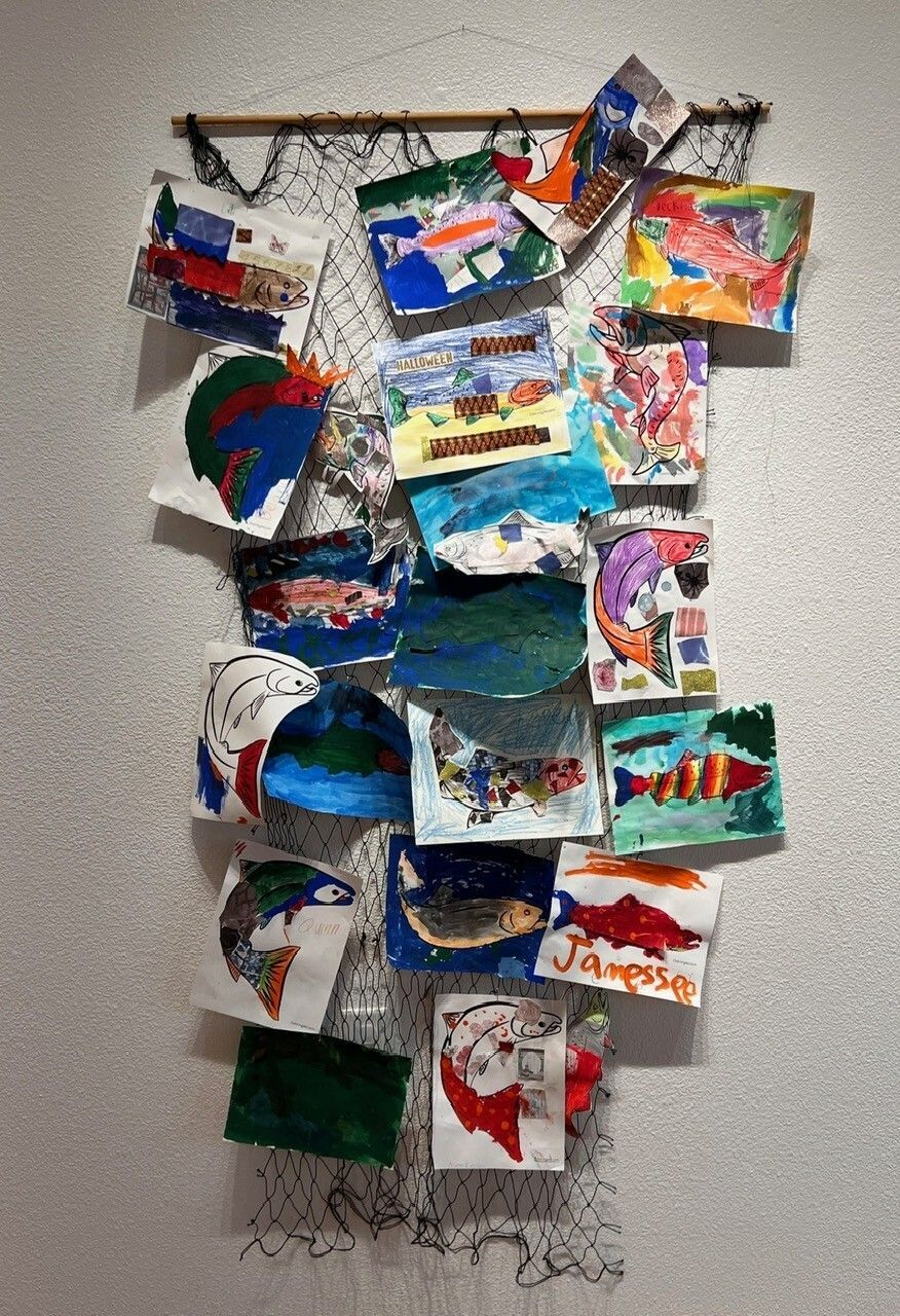 "Mixed Media Salmon " - Adam Gullen and Lindsey Baer's 2nd Grade Class