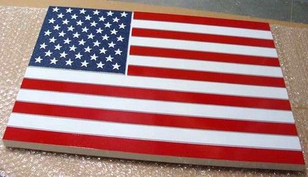 U30060 - Carved Wooden American Flag Wall Plaque
